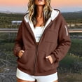 thumbnail image 2 of Vibrex Fleece Jacket Women's Plus Size Heavyweight Fleece Lined Zip Up Hoodie Solid Color Drop Shoulder Pullover Cardigan Pockets Warm Plush Hooded Jacket Fleece Sweater Coat for Women, 2 of 10