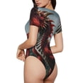 thumbnail image 2 of Naloa Majestic Red Dragon Bodysuits for Women, Women's Short-Sleeved Onesie, One-Piece for Parties, dates, clubs-Large, 2 of 7