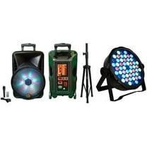 MR DJ DJ18BAT  18" Portable Bluetooth Speaker   Speaker Stand   54-LED Slim Par Wash DJ Light