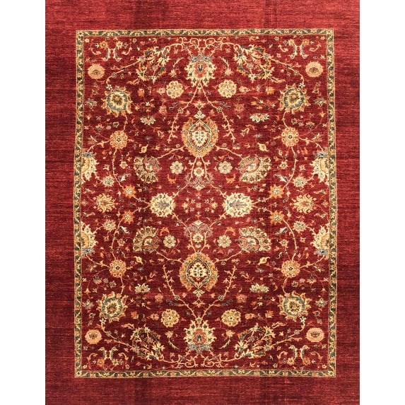 Ahgly Company Machine Washable Indoor Rectangle Abstract Red Area Rugs, 8' x 12'