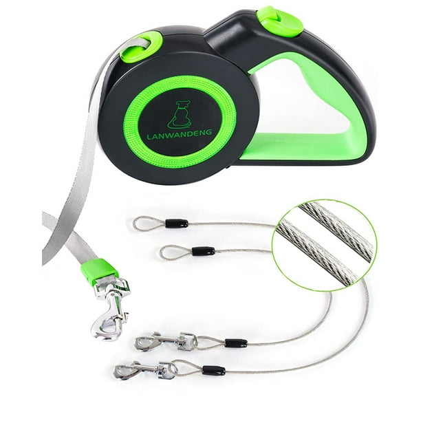 Chew Proof Retractable Dog Leash with 2 Heavy Duty AntiChewing Wire
