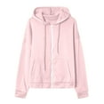 thumbnail image 4 of Qwertyu Womens Hoodies Full Zip Up Jackets with Pockets for Women Cotton Plain Hoodie Outwear Drawstring Hooded Sweatshirt Coat Pink S, 4 of 5