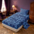 thumbnail image 2 of Homewish Hippie Sun and Moon Twin Sheets, Blue Black Aztec Bedding, 3 Pieces, 1 Flat Sheet, 1 Fitted Sheet and 1 Pillowcase, 2 of 6