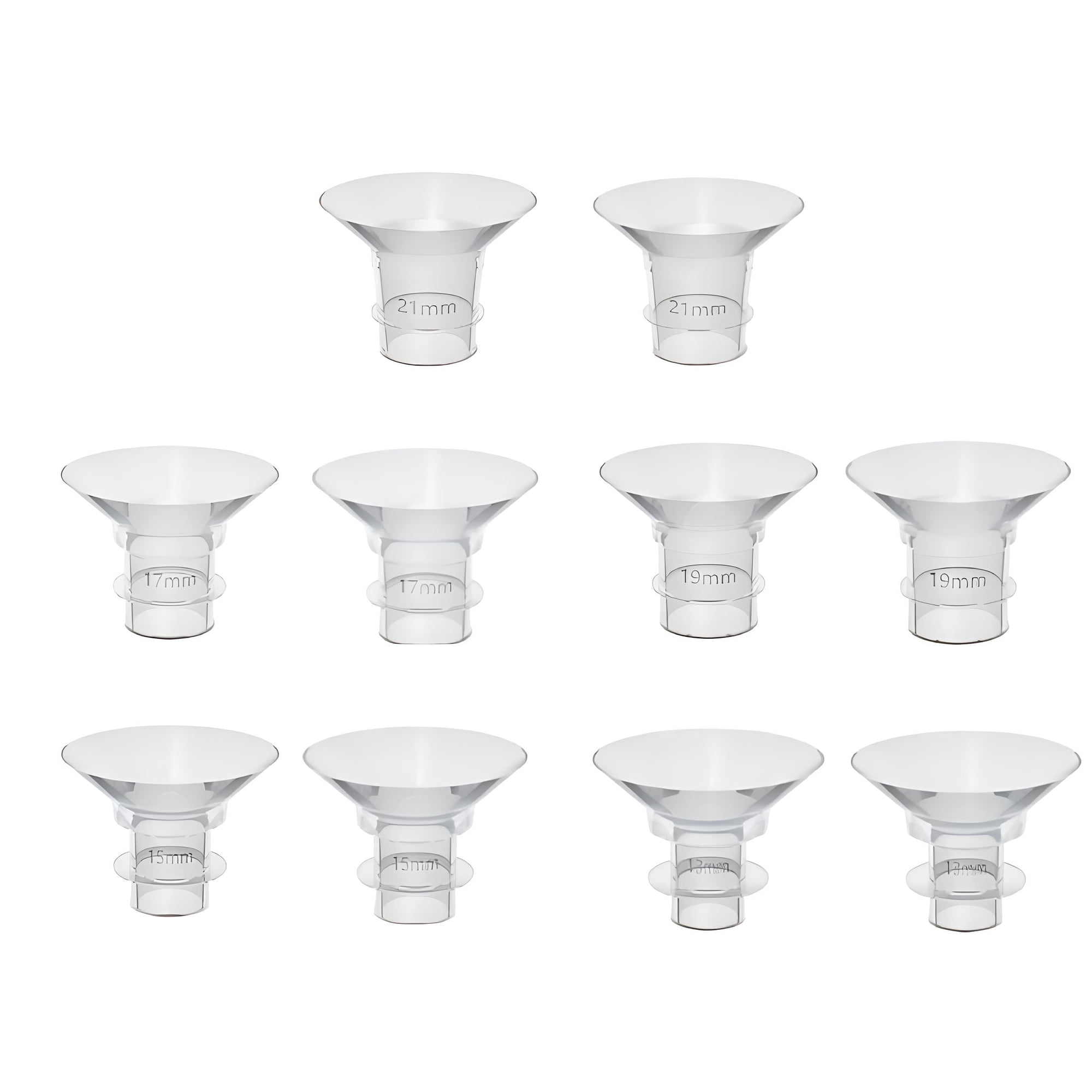XIRQI 2026 New 10 Pack Silicone Flange Inserts for Breast Pump Shields 15Mm 17Mm 19Mm 21Mm Size for Breastfeeding,Nursing,Pump Comfort,Replacement Parts,Milk Expression.