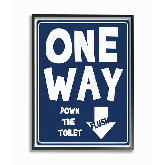 The Stupell Home Decor Collection One Way Down Toilet Sign Oversized Framed Giclee Texturized Art, 16 x 1.5 x 20