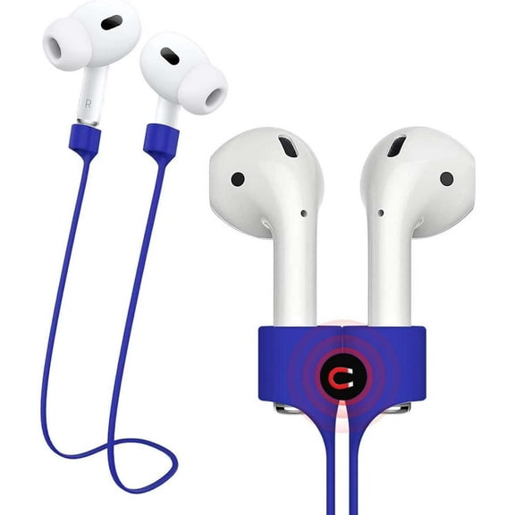 Magnetic Anti-Lost Straps for AirPods Accessory, Colorful Soft Silicone Sports Lanyard.Ultra Strong Cord Anti-Lost Leash Sports String, Neck Rope Cord, for a Sportsman (Blue)