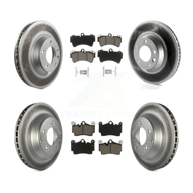 Transit Auto Front Rear Coated Disc Brake Rotors and Ceramic Pads Kit (6Pc) for Car Audi Q7 Volkswagen Touareg KGC-100002