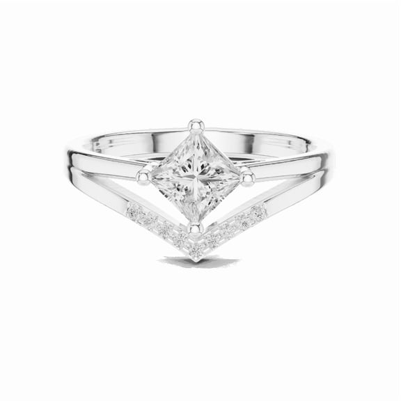 Zuwelria 0.62 Carat Wonderful Princess Shape Moissanite Diamond Engagement Ring - Bridal Ring - Promise Ring | 18K White Gold Over Sterling Silver | D/VVS1 Size 5
