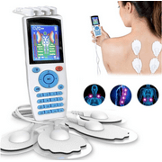 TENS Unit Rechargeable Muscle Stimulator EMS Quad Channel with 10 Reusable Electrode Pads 16 Modes 20 Intensities for Back Neck Pain Muscle Therapy Pain Management Pulse Massager