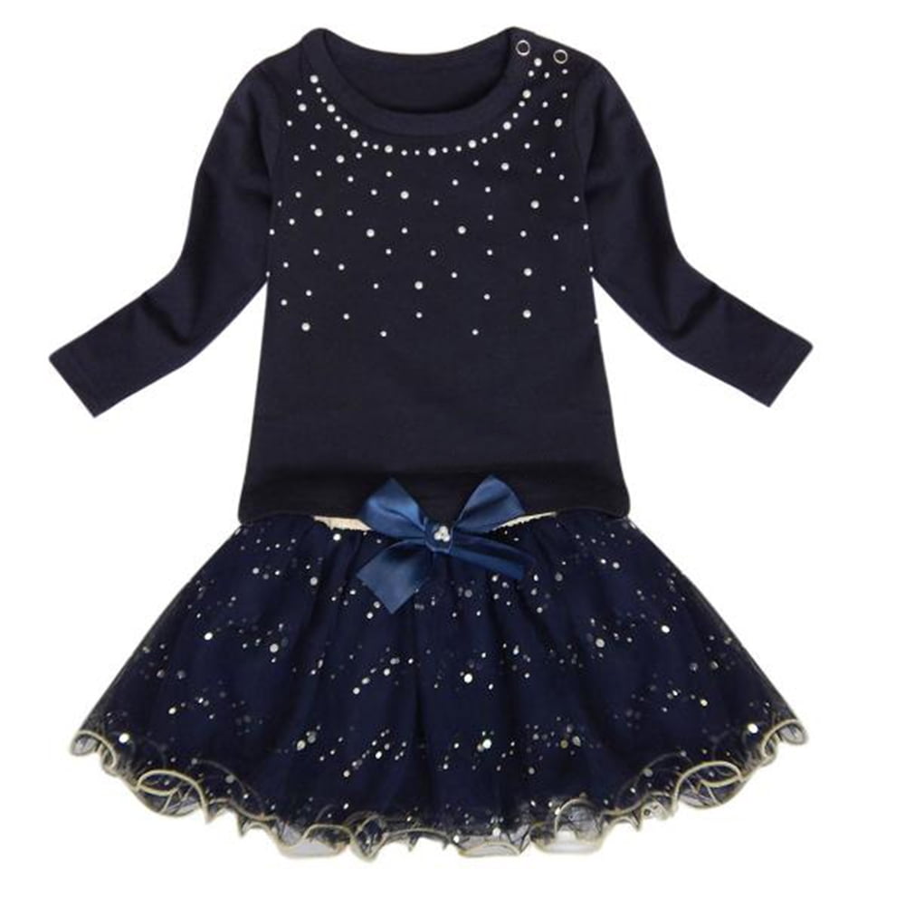 T-shirt Skirt Set Princess Party Dress Outfits 3Pcs Kids Baby Girls Coat Tops T-shirt Skirt Set Princess Party Dress Outfits 3Pcs Kids Baby Girls Coat Tops