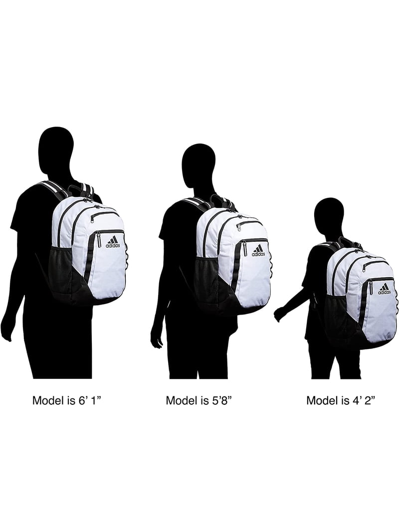 adidas Excel 6 Backpack, Black/White 3 Stripe Webbing, One Size