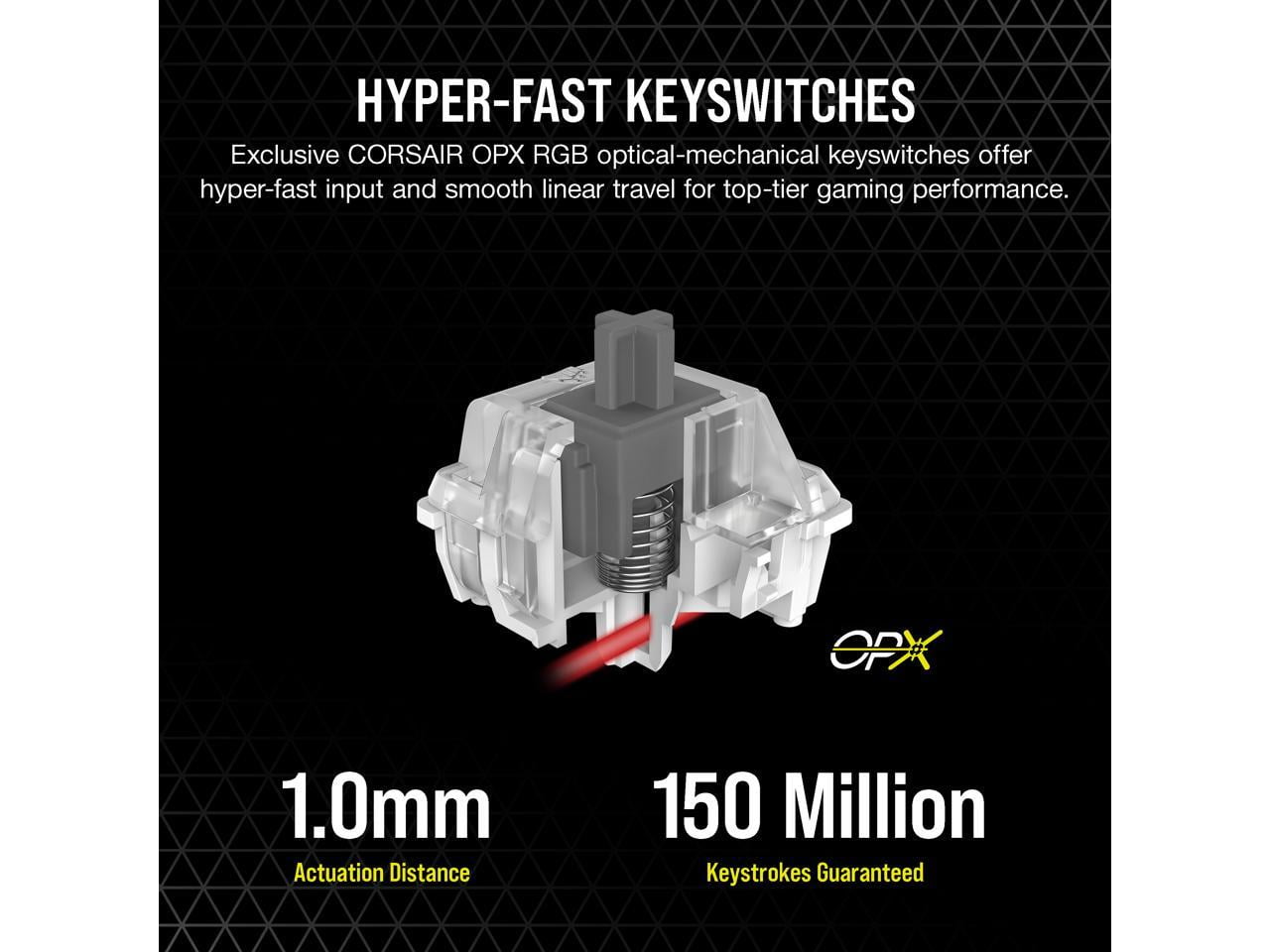 Open Box Corsair K60 PRO TKL Wired Optical-Mechanical OPX Linear Switch Gaming Keyboard with 8000Hz Polling Rate - Black