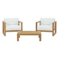 thumbnail image 1 of Modway Upland 3 Piece Outdoor Patio Teak Set in Natural White, 1 of 9