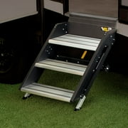 Lippert Components 678041 - SolidStep 28"W x 8"R Steel With Aluminum Treads Black 3 Entry Steps