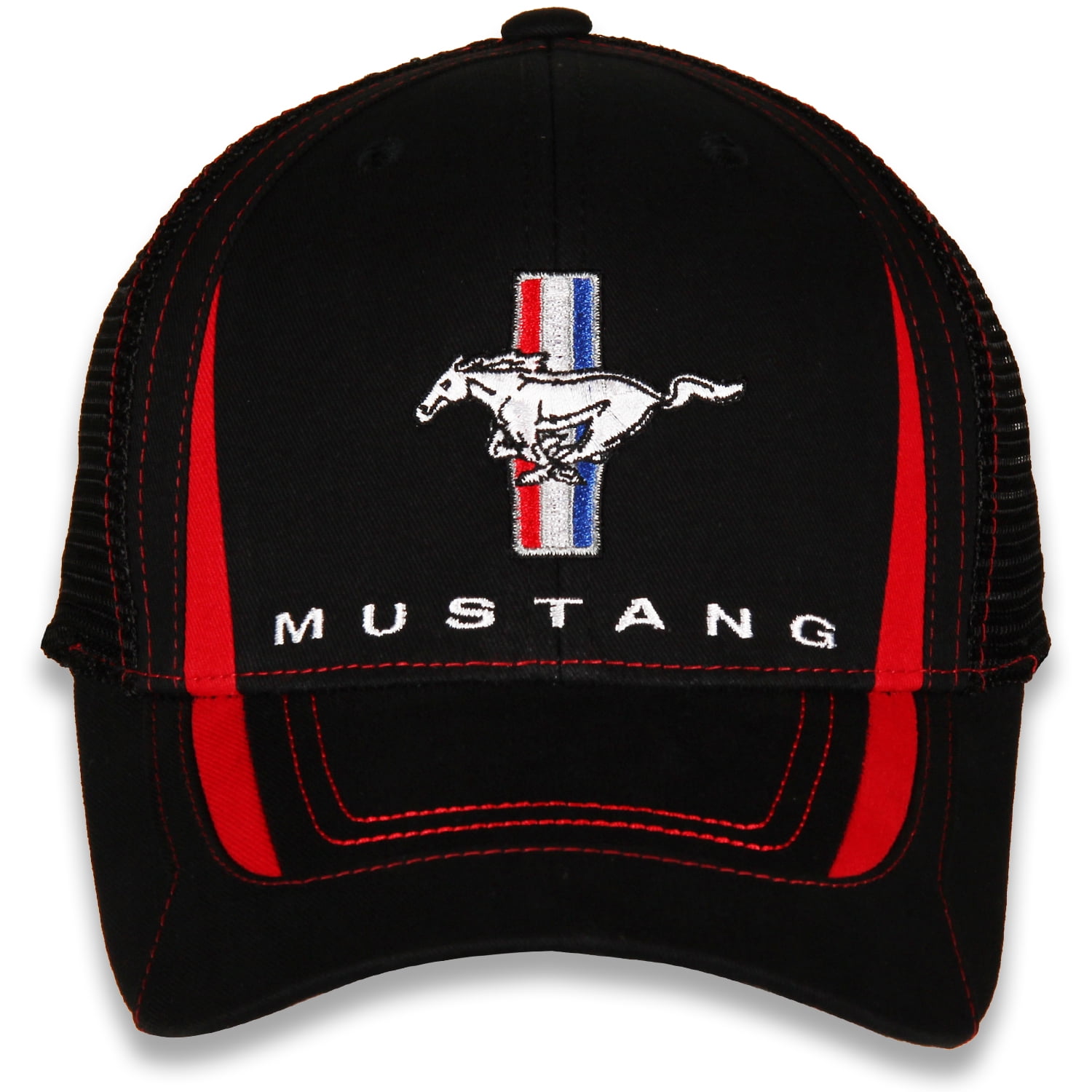 Ford Mustang Red and Black Mesh Hat