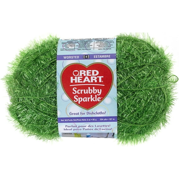 Red Heart® Scrubby Sparkle™ 4 Worsted (Medium) Polyester Yarn, Avocado 3oz/85g 174 Yards
