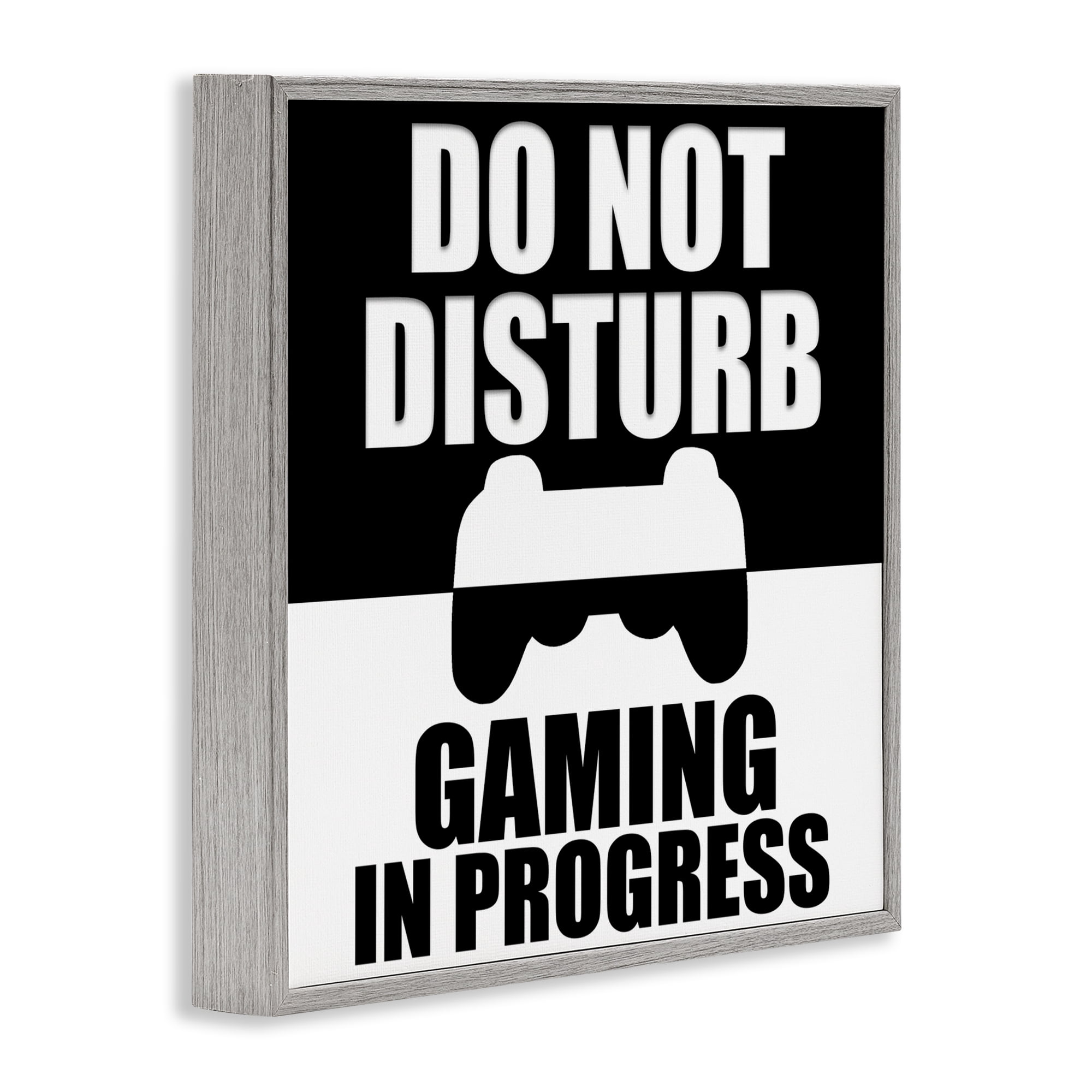 Do Not Disturb Minimal Gamer Gray Framed Giclee Art, design by Kim Allen