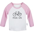 thumbnail image 2 of iDzn Ride On Bike Funny T shirt For Baby, Newborn Babies T-shirts, Infant Tops, 0-24M Kids Graphic Tees Clothing (Long Pink Raglan T-shirt, 0-6 Months), 2 of 5