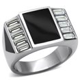thumbnail image 1 of Men High Polished Stainless Steel Ring with Top Grade Crystal in Clear - Size 12, 1 of 1
