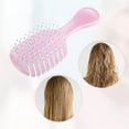 thumbnail image 6 of 1 Pc Women Leaf Style Hollow Comb Hair Brush for Straight Curly Hair Purple PP, 6 of 6