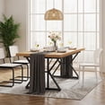 thumbnail image 4 of Farmhouse Dining Table For 6 People, 70.8-Inch Rectangular Rustic Wood Table With Heavy Duty Metal Legs, Multifunctional Kitchen Table For Dining Room (Light Walnut&Black), 4 of 7