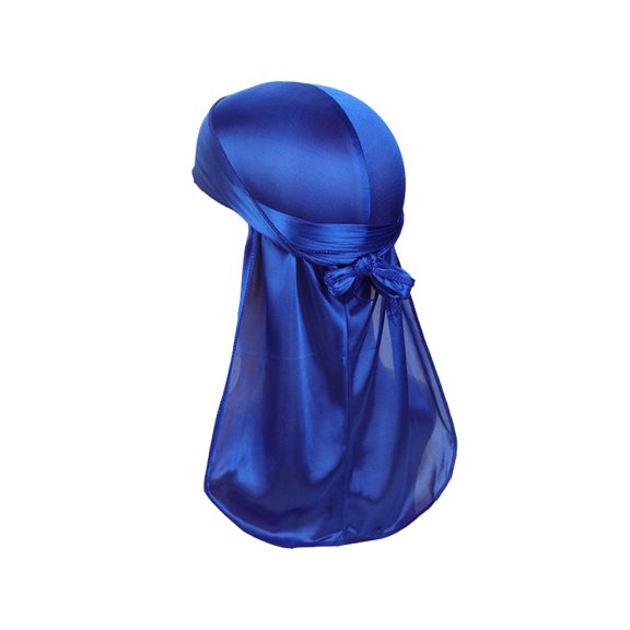 Toptie Silky Durag Headwraps Extra Long Tail Wide Straps for 360 Waves Do Rag-Blue
