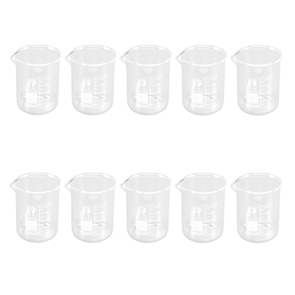 Hemoton 10Pcs Glass Beakers Glass Graduated Measuring Cup Liquid Beaker