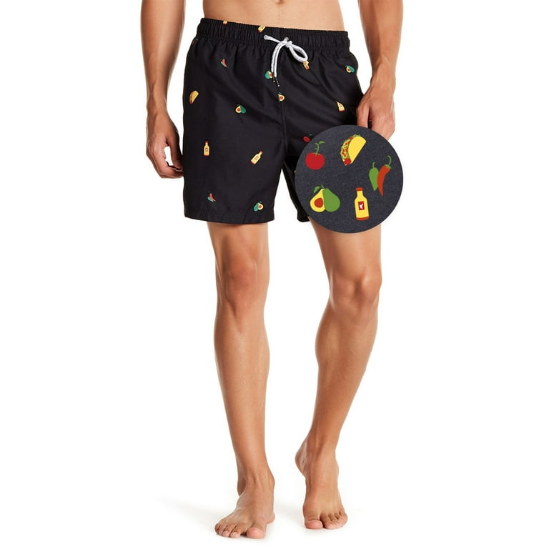 Mens Swim Trunks Board Shorts Bathing Suits Elastic Waist Drawstring Taco Recipe 2X Large Walmart