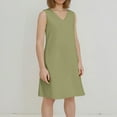 thumbnail image 4 of Summer Dresses For Women 2025, Linen Casual Vintage V Neck Sleeveless Loose Midi Dress Elegant Tank Wedding Guest Beach Dress With Hanging Rack Birthday Dresses Short Dresses (M, Green) ZMTing, 4 of 4