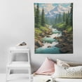 thumbnail image 4 of ONETECH  Nature Forest Mountain Tapestry Green Pine Tree Leaf Lake Scenic Modern Waterfall Landscape Tapestry Dorm Wall Decor Wall Hanging for Room, 4 of 7