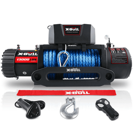 X-BULL Electric Winch 13000lb Winch 12V Synthetic Rope SUV Jeep Truck 4WD Blue