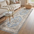 thumbnail image 2 of Toyoso 3x7 Modern Medallion Area Rug, Wide Runner Carpet, 0.25 inch Thin Machine Washable Indoor Rug for Laundry Room and Kitchen, Non Slip Utility Runner, Light Blue, 2 of 9