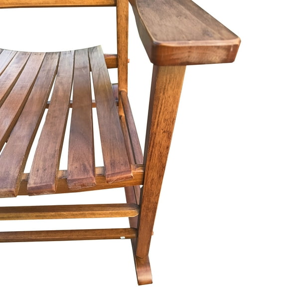 Kepooman Patio Rocking Chair for Indoor Outdoor Use - Wooden Furniture Adults Rocker for Porch, Balcony, Backyard and Garden Brown