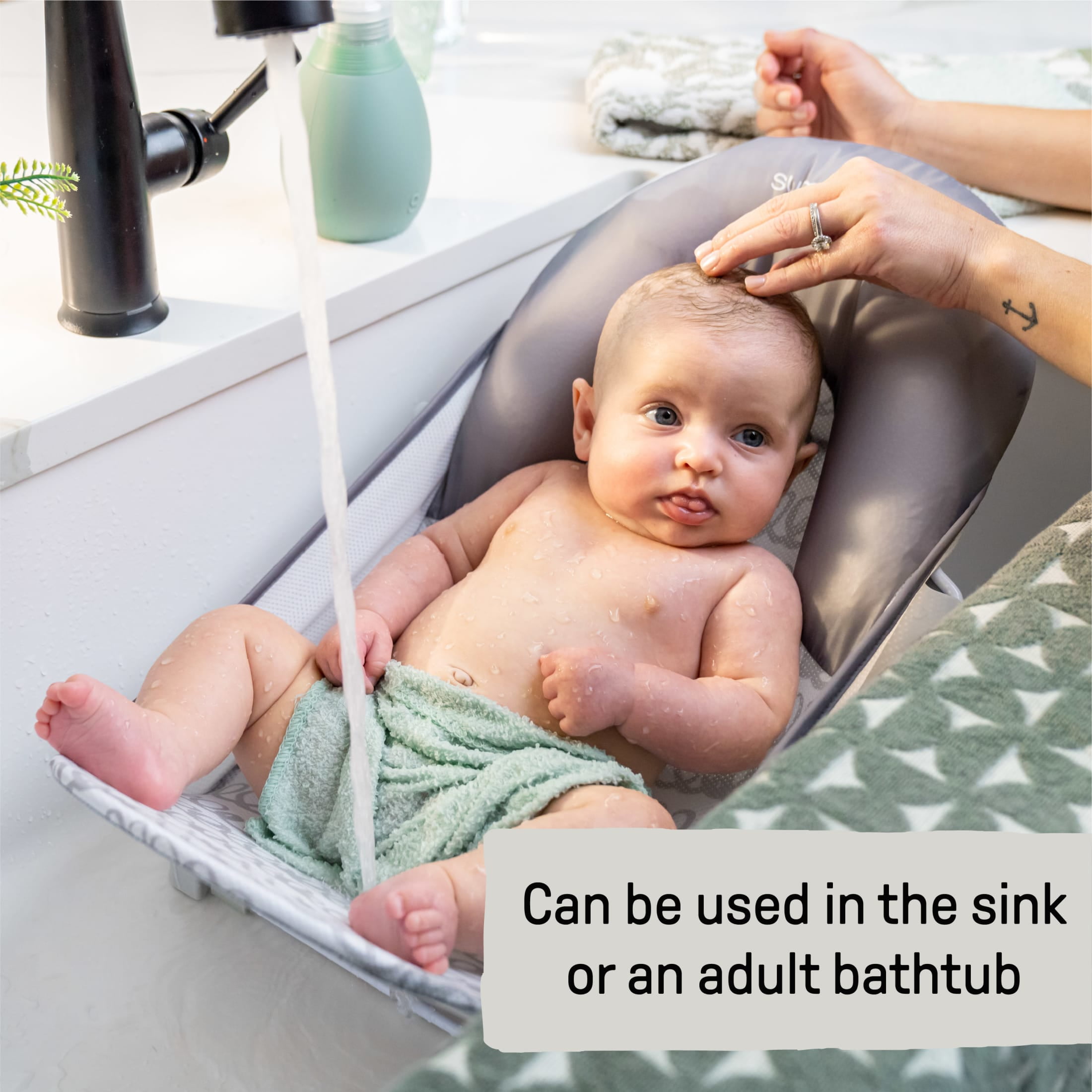 Ingenuity Foldaway 2-Position Baby Bather, Gray, Unisex