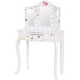 thumbnail image 3 of UTEX Pretend Play Kids Vanity Table and Chair Vanity Set with Mirror Makeup Dressing Table with Drawer，Play Vanity Set,White, 3 of 6