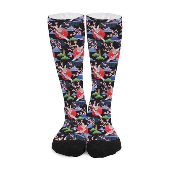 DIQADILA Japanese Traditional Pattern Print Long Socks