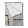 thumbnail image 2 of Industrial Soft Flannel Fleece Blanket, Closed Worn out Rusty Iron Door of an Abandoned Building Factory Picture, Cozy Plush for Indoor and Outdoor Use, 50" x 60", Beige Brown Green, by Ambesonne, 2 of 5