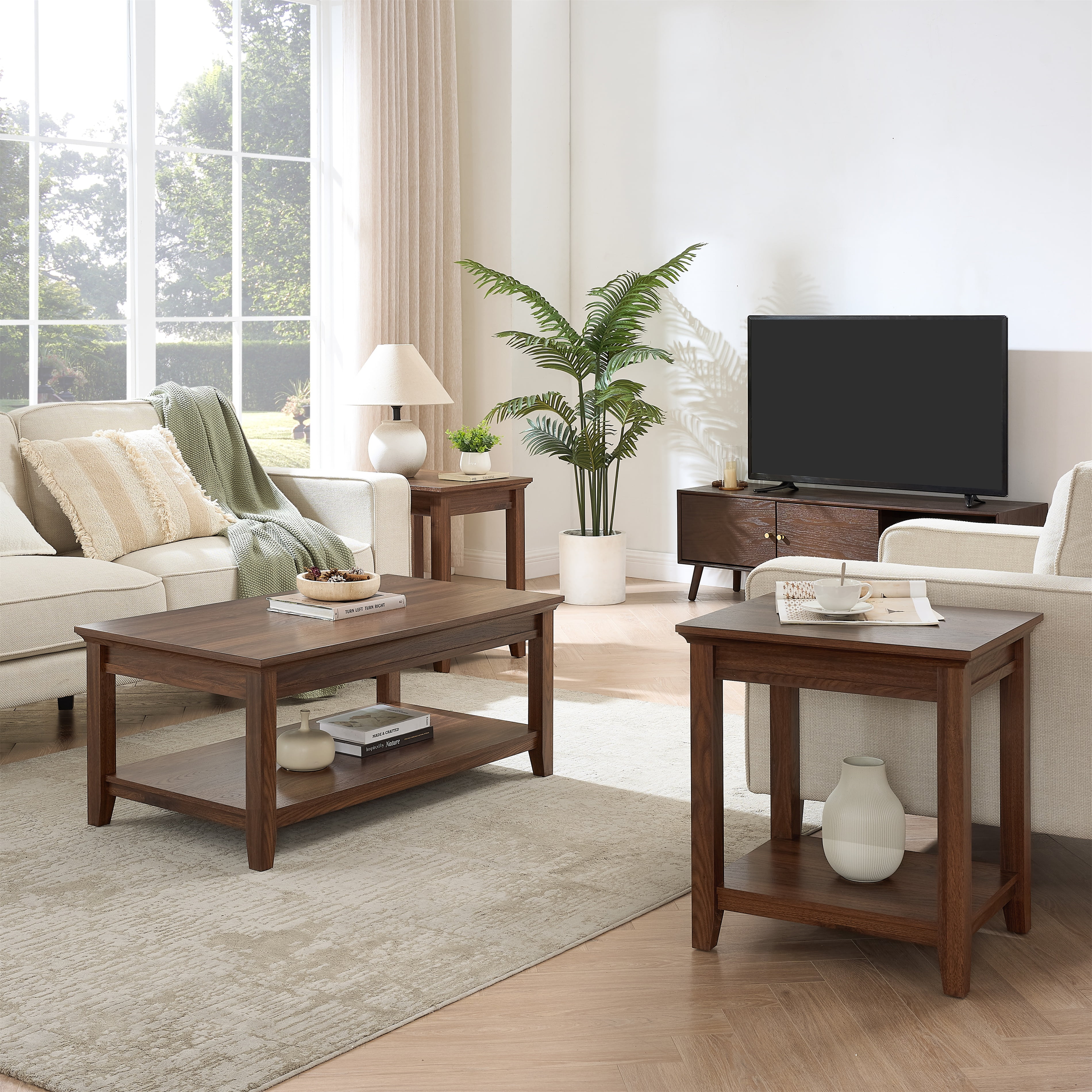 Mainstays Traditional End Table, Walnut Finish