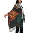 thumbnail image 4 of Zufioo Banana Leaf Meditating Gorilla Print Long Plush Tassel Scarf, Winter Shawl Accessories for Women, 4 of 8