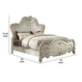 thumbnail image 3 of Traditional Style Queen Size Wooden Panel Bed with Carved Scrollwork Details, White, 3 of 3