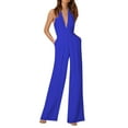 thumbnail image 3 of AWXNJUX Womens Jumpsuit Solid Color Jumpsuit Straight Pants Simple and Exquisite Design Women Overall Rompers for Women (Blue,S), 3 of 3