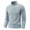 thumbnail image 4 of COSFO Mens Tall Shirts Athletic Blue Long Sleeve Mock Neck Quarter Zip Quick Dry Tops Breathable Pullover Slim Fit Performance Men Classic T-Shirt, 4 of 4