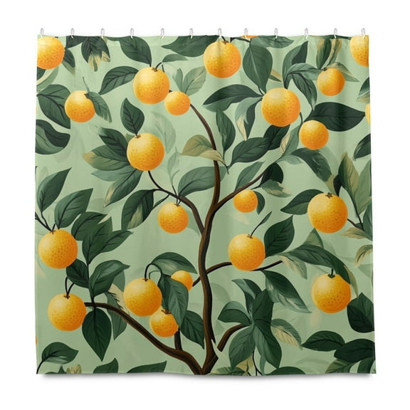 Yayeee Shower Curtain with Hooks 72"x72" Waterproof Fabric Bathroom Hanging Decor, Orange Tree