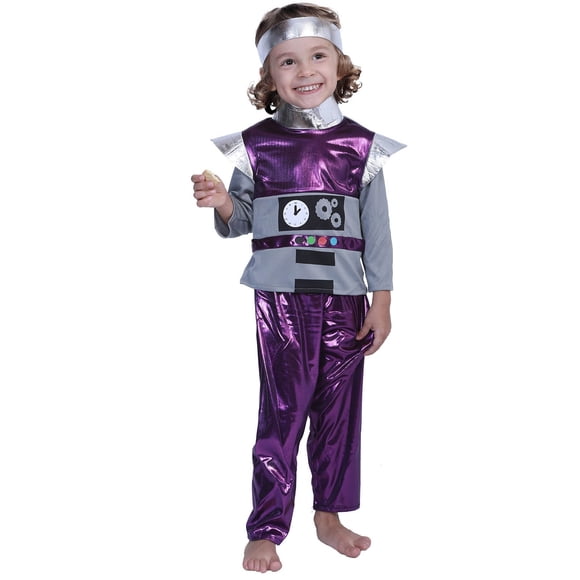 for Kids in Cosmic Purple with Futuristic Robot Couture - Stagewear for Children's Role Play and Family