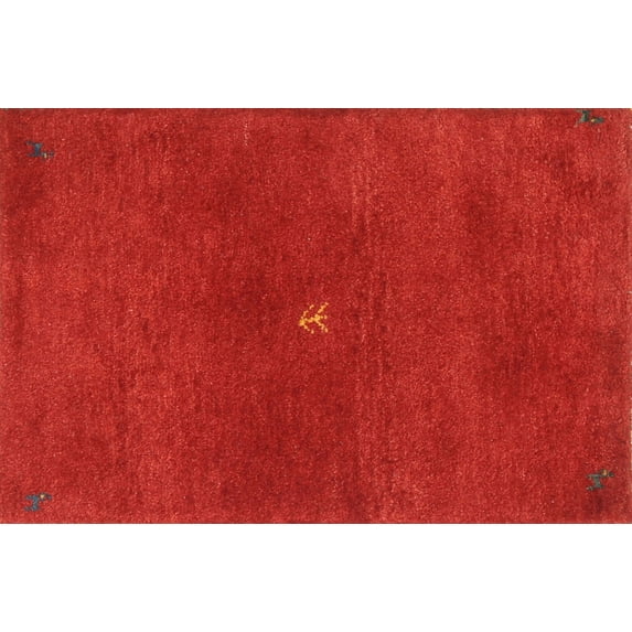 Ahgly Company Indoor Rectangle Contemporary Neon Red Abstract Area Rugs, 5' x 8'
