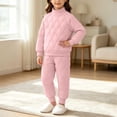 thumbnail image 5 of Taqqpue Toddler Girls Solid Color Sweatshirt Casual Pants Set 0-10T | Long Sleeve Crewneck Pullover Tops + Joggers,Girls Sweatsuits, Cute 2Pcs Infant Fall Winter Keep Warm Fleece Outfits for Kids, 5 of 10