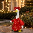thumbnail image 2 of Aurorax Christmas Porch Goose Outfits 23" Holiday,Goose Clothes for Cement Goose Porch Goose 17/19 inch,Holiday Red Gold Foil Tree Printed Dress Porch Goose Accessories for Outdoor Yard, 2 of 9