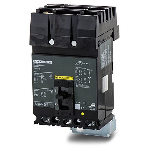 Square D FH36015 3 Pole 15 Amp 600v Circuit Breaker FH