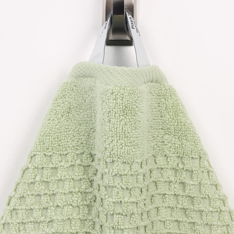 Superior Playa Zero Twist Cotton Solid Waffle Textured 3 Piece Towel Set, Green