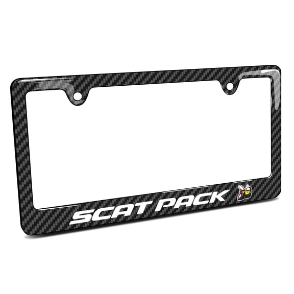 iPick Image for Dodge Scat-Pack Black Carbon Fiber Look ABS Plastic License Plate Frame, Official Licensed